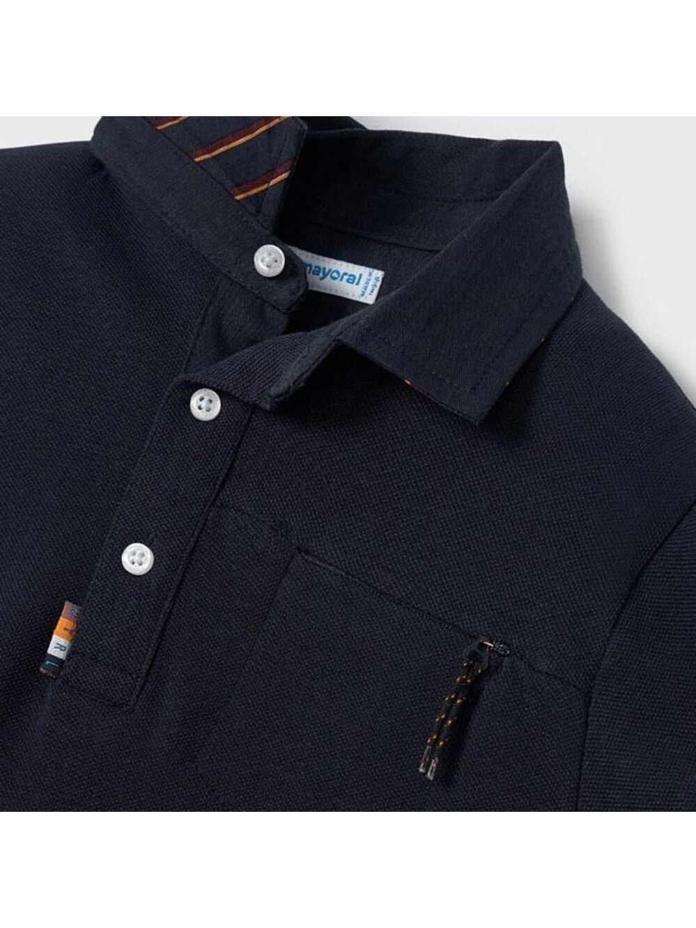Size 2 Toddler Boys Mayoral Blue Long-Sleeve Polo Shirt Classic Design - Picture 3 of 3